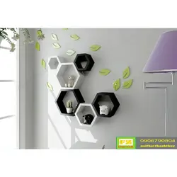Honeycomb shelves in the kitchen interior