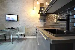 Brick loft in the kitchen interior