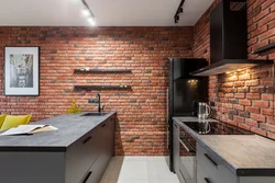 Brick loft in the kitchen interior
