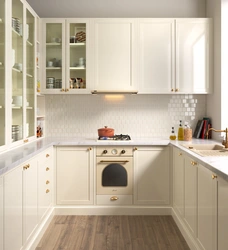 Beige hood in the kitchen interior