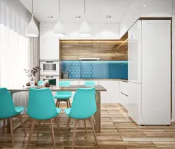 Бирюзовые стулья для кухни в интерьере