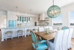 Turquoise chairs for the kitchen in the interior