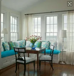 Turquoise chairs for the kitchen in the interior