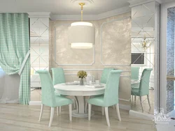 Курсиҳои turquoise барои ошхона дар дохили