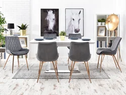 Gray chairs for the kitchen in the interior
