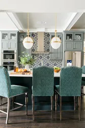 Gray chairs for the kitchen in the interior