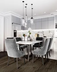 Gray chairs for the kitchen in the interior