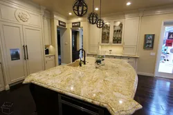 Countertop мармар giallo дар дохили ошхона