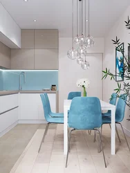 Blue chairs for the kitchen in the interior