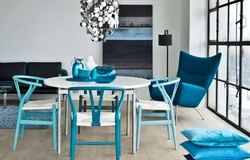 Blue chairs for the kitchen in the interior
