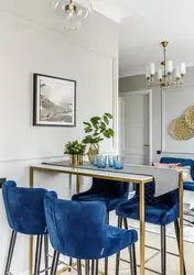 Blue chairs for the kitchen in the interior