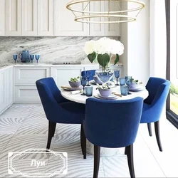 Blue chairs for the kitchen in the interior