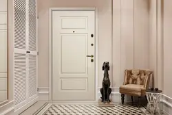 White entrance door in the hallway interior