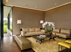 Soft wall panels in the living room interior