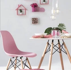 Pink chairs for the kitchen in the interior