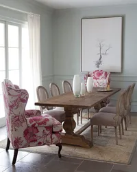Pink chairs for the kitchen in the interior