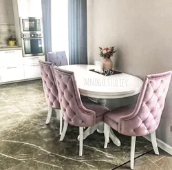 Pink chairs for the kitchen in the interior