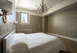 Wallpaper for plaster in the bedroom interior