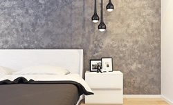 Wallpaper for plaster in the bedroom interior