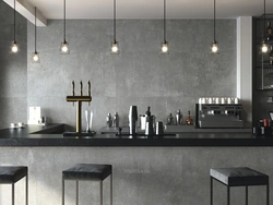 Concrete tiles in the kitchen interior