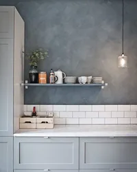 Concrete tiles in the kitchen interior