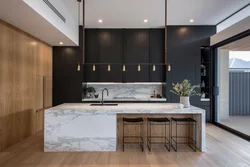 Concrete tiles in the kitchen interior