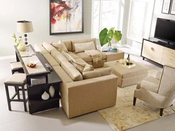 Living room interior with armchair and table