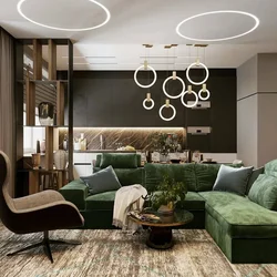 Gray and emerald in the kitchen interior