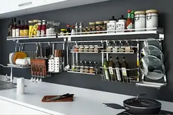 Shelf for spices in the kitchen interior