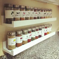 Shelf for spices in the kitchen interior