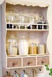 Shelf for spices in the kitchen interior