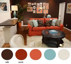 Terracotta and gray in the living room interior