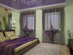 Green and purple in the bedroom interior