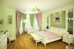 Green and purple in the bedroom interior