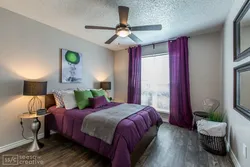 Green and purple in the bedroom interior