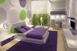 Green and purple in the bedroom interior