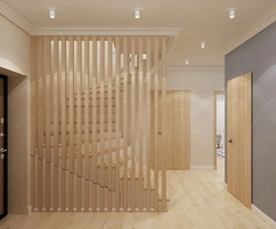 DIY slats in the hallway interior