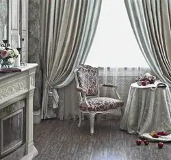 Velvet Gray Curtains In The Living Room Interior