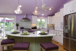 Kitchen interior in purple green color