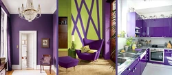 Kitchen interior in purple green color