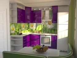 Kitchen interior in purple green color