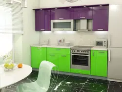 Kitchen interior in purple green color