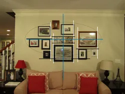 Paintings on a shelf in the living room interior