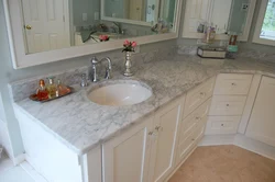 Milanese marble countertop in the kitchen interior