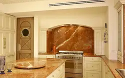 Milanese marble countertop in the kitchen interior