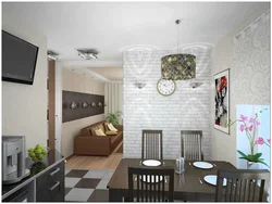 White Brick Wallpaper In The Kitchen Interior