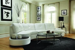 Living room interior with corner white sofa