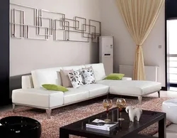 Living Room Interior With Corner White Sofa