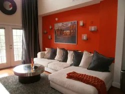 Gray And Orange In The Bedroom Interior