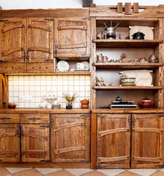 Wooden cabinet in the kitchen interior